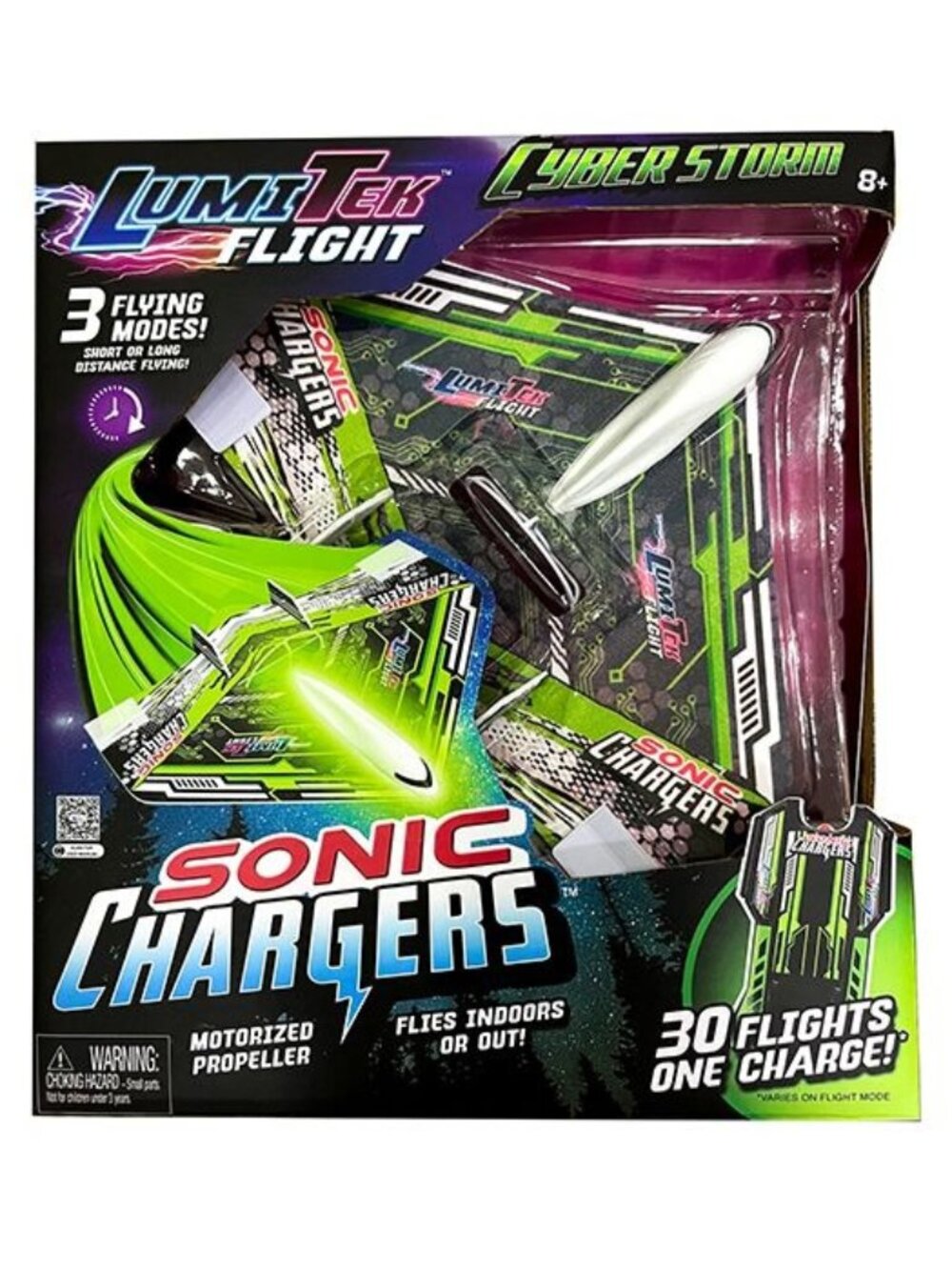 Lumitek Flight Sonic Chargers Cyber Storm LED Flying Glider Plane Toy New